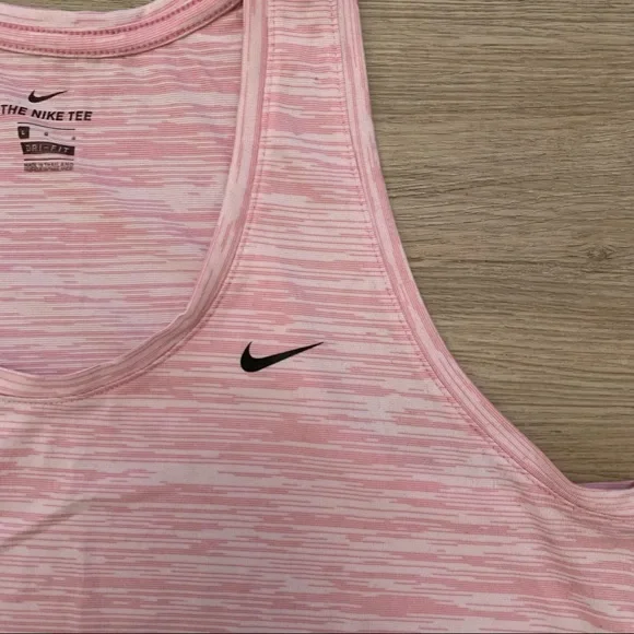 Nike Racerback Dri-Fit Tank Top Heathered Pink/White Running Workout Size L - Picture 2 of 5